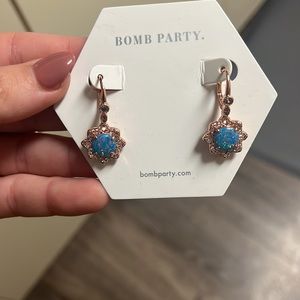 Fire opal rose gold earrings